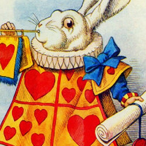 White Rabbit Art Greeting Card Alice in Wonderland - Etsy