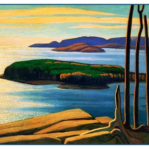 DIGITAL PDF-Lawren Harris&#39;s Afternoon Sun Lake Superior Ontario Canada Landscape Orenco Originals Counted Cross Stitch Pattern