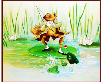 DIGITAL CHART Jeremy Fisher Frog Fishing by Beatrix Potter Orenco Originals Counted Cross Stitch Chart / Pattern