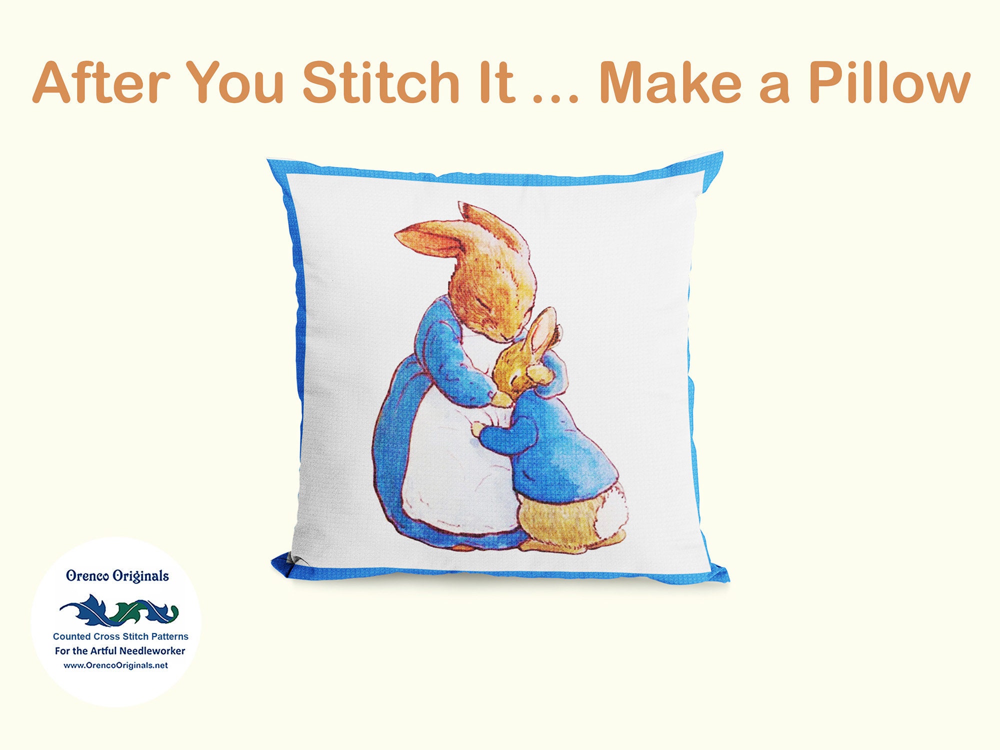 Mama Bunny Hugs Peter Rabbit Inspired By Beatrix Potter Counted Cross Stitch Pattern