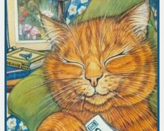 Digital DOWNLOAD Louis Wain&#39;s Sunday Night Kitty Cat Nap Orenco Originals Counted Cross Stitch Chart / Pattern PDF