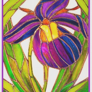 Digital DOWNLOAD Louis Comfort Tiffany&#39;s Lady Slipper Orenco Originals Counted Cross Stitch Chart / Pattern