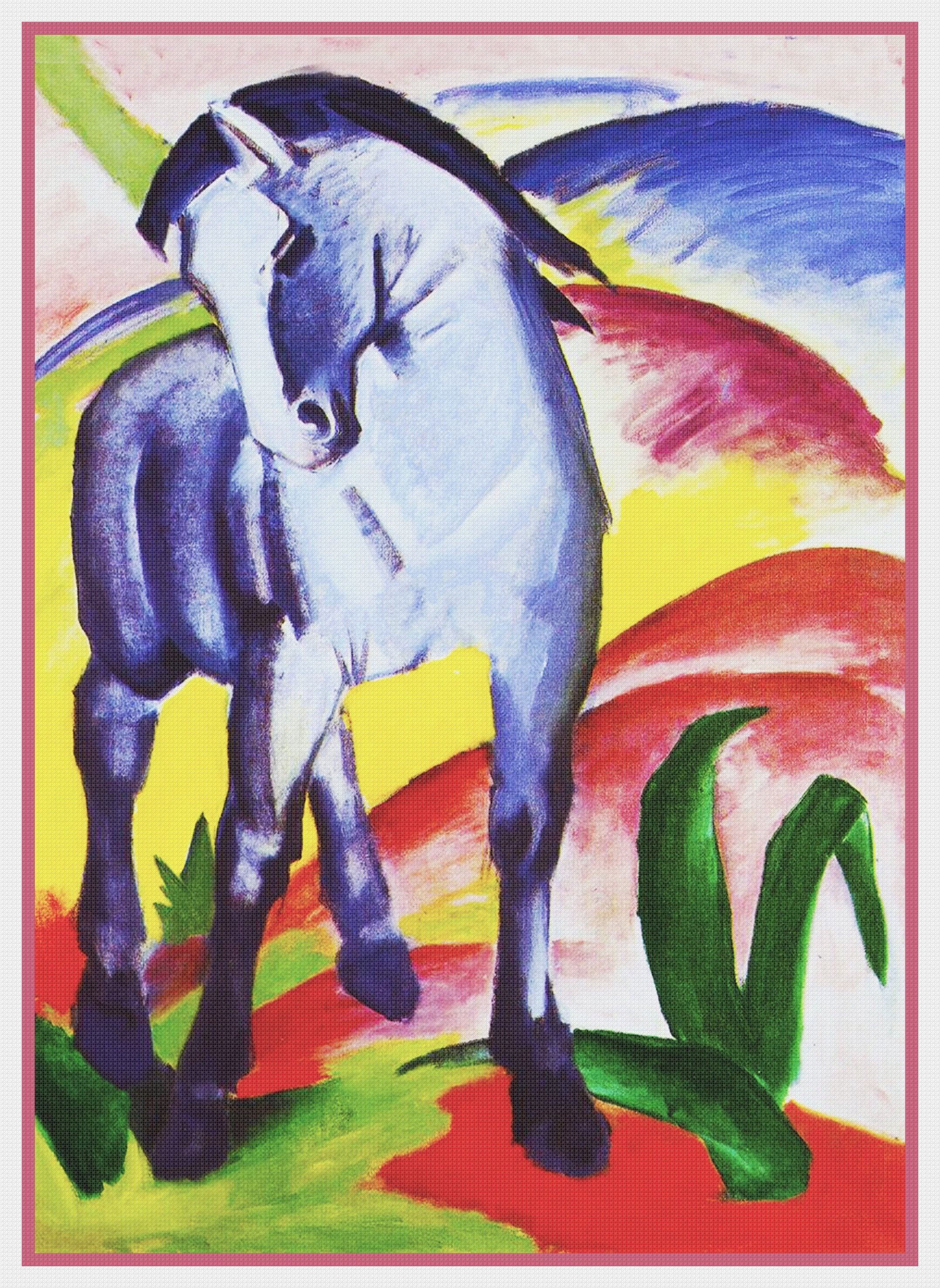 Orenco Originals Sketch 2 Blue Horse Foals Franz Marc Counted Cross Stitch Pattern