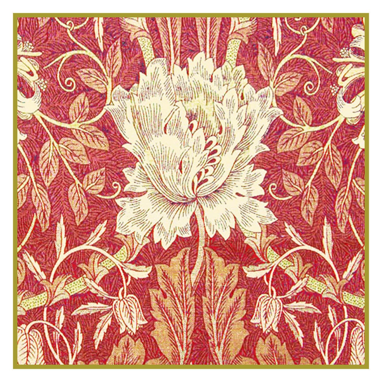 William Morris Woodland Peacock Acanthus Leaves Counted Cross Stitch Pattern