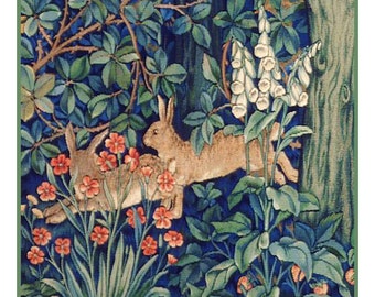 Morris's Forest Rabbits Orenco Originals Counted Cross Stitch Chart -  William Morris design in the Arts and Crafts Style