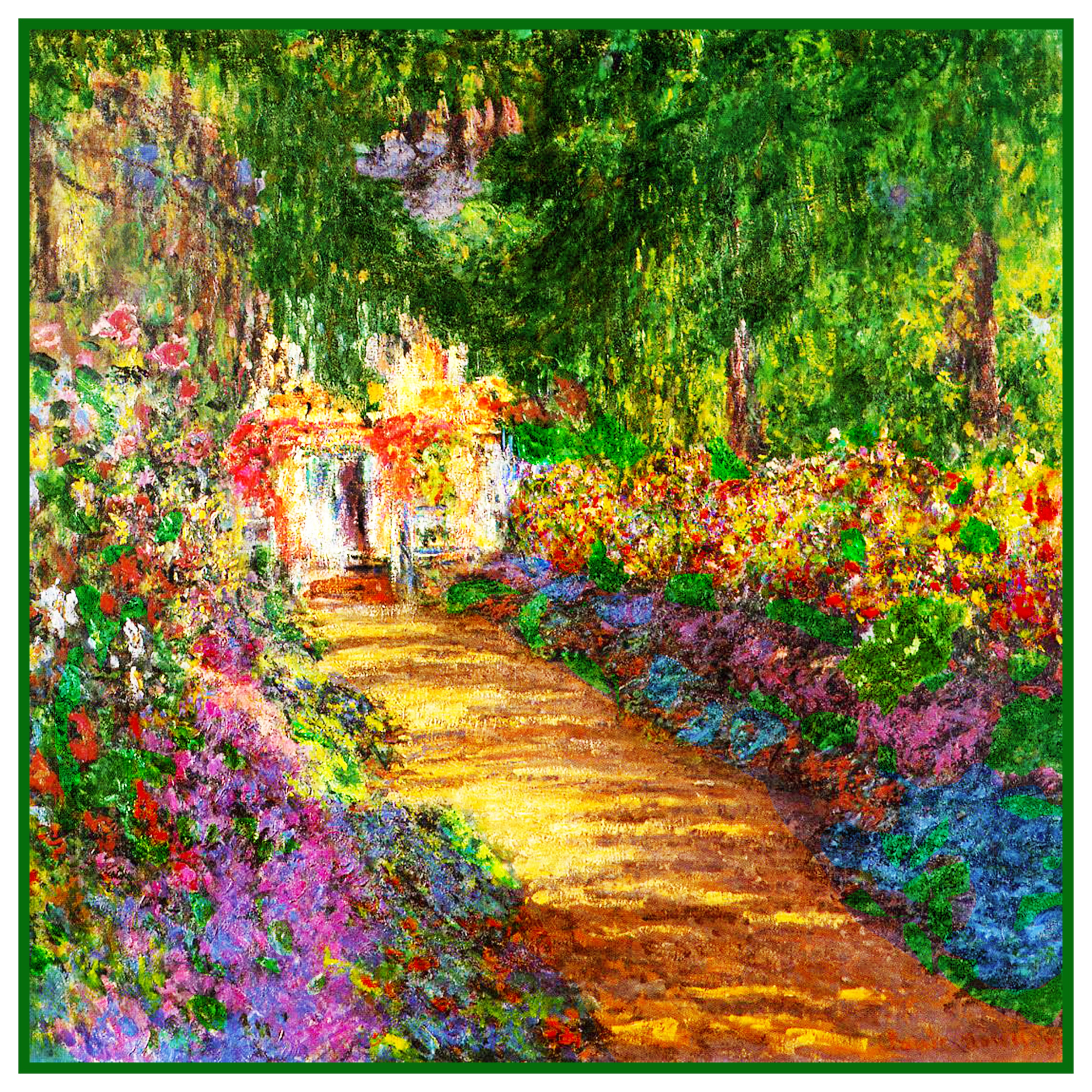 DOWNLOAD digitale Schema/schema a punto croce originale Orenco "Il giardino fiorito" dell'impressionista Claude Monet