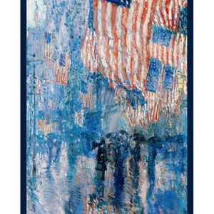 Digital DOWNLOAD Childe Hassam's American Flags Avenue in the Rain Orenco Originals Counted Cross Stitch Chart / Pattern