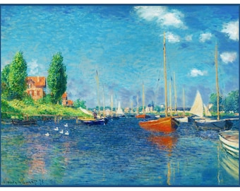 DOWNLOAD digitale Impressionista Claude Monet&#39;s Red Boats in Argenteuil Orenco Originals Schema / Schema punto croce contato
