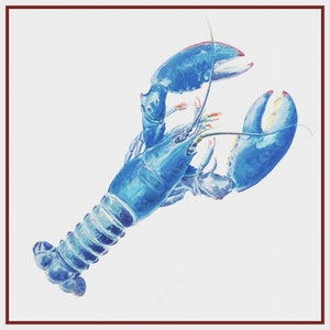 Digital DOWNLOAD Nautical Blue Lobster Counted Cross Stitch Chart / Pattern