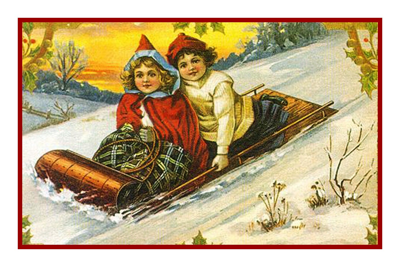 A Christmas Toboggan Ride... Victorian Christmas Orenco | Etsy