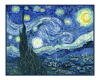 Digital DOWNLOAD Vincent Van Gogh Impressionist Starry Starry Night Orenco Originals Counted Cross Stitch Chart / Pattern