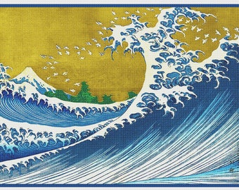 DIGITAL DOWNLOAD Katsushika Hokusai's Colorized Wave Orenco Originals Counted Cross Stitch Chart