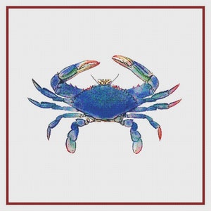 Digital DOWNLOAD Nautical Blue Crab Counted Cross Stitch Chart / Pattern