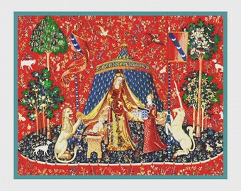 Digital DOWNLOAD Medieval The Lady and The Unicorn Desire Panel Orenco Originals Pattern Keeper Compatible Counted Cross Stitch Pattern