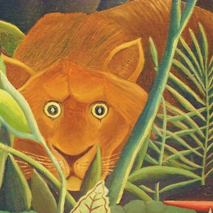 DIGITALER DOWNLOAD Tropischer Löwe Detail von Henri Rousseau Kreuzstichmuster PDF