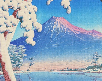 DIGITAL Download Japanese Kawase Hasui Mt Fuji Snow Fall Orenco Originals Counted Cross Stitch Chart / Pattern - PDF