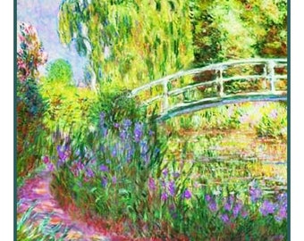 DOWNLOAD digitale Dettaglio del ponte giapponese dell&#39;impressionista Claude Monet, schema/schema originale per punto croce Orenco