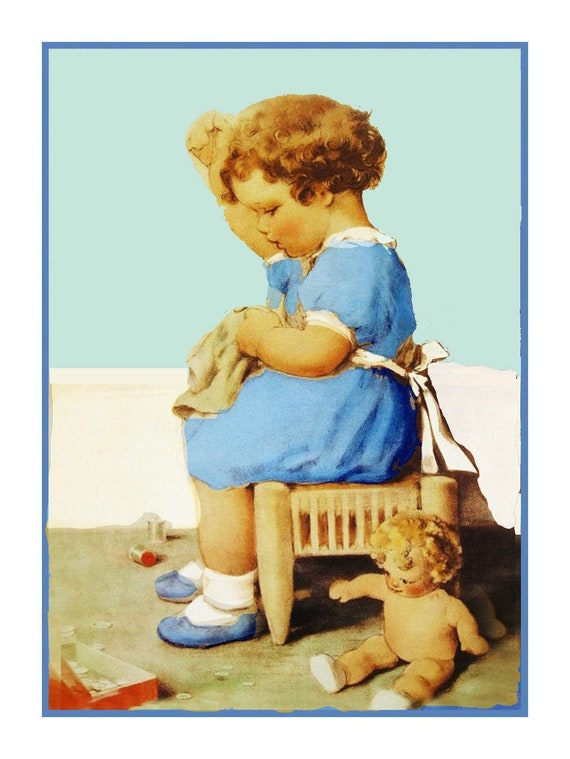 Bessie Pease Gutmann's Girl Sewing Dolls Clothes Counted Cross Stitch Pattern Bessie Pease Gutmann's Girl Sewing Dolls Clothes Counted Cross Stitch Pattern