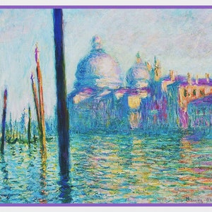 Digital DOWNLOAD Impressionist Artist Claude Monet's The Grand Canal in Venice Counted Cross Stitch Chart