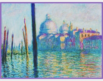 Digital DOWNLOAD Impressionist Artist Claude Monet's The Grand Canal in Venice Counted Cross Stitch Chart