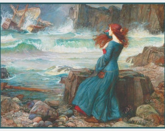 DIGITAL DOWNLOAD-PDF- John William Waterhouse's Miranda Gazing at Sea Orenco Originals Counted Cross Stitch Chart