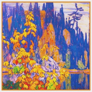DIGITAL DOWNLOAD pdf  Autumn in Ontario Canadian Landscape by Lawren Harris Orenco Originals Counted Cross Stitch Pattern