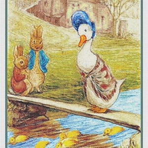 DIGITAL CHART Peter Rabbit and Jemima Puddle Duck Chat  by Beatrix Potter Orenco Originals Counted Cross Stitch Chart / Pattern