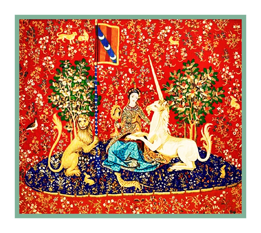 Orenco Originals Medieval Whippet Dog & Lady Unicorn Counted Cross Stitch Pattern Chart