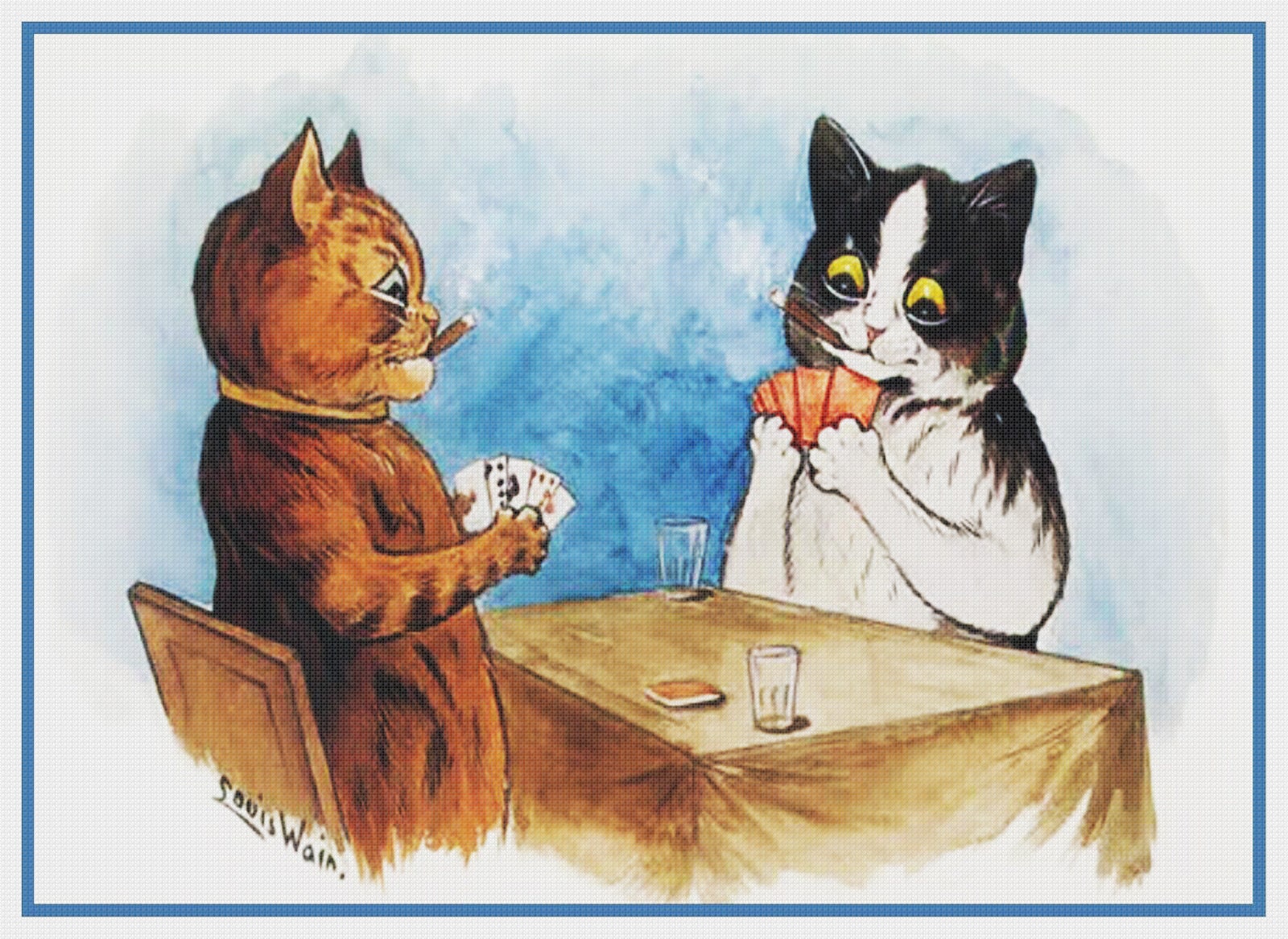 Digital DOWNLOAD Louis Wain's Poker Playing Kitty Cats Orenco Originals Counted Cross Stitch Chart / Pattern PDF