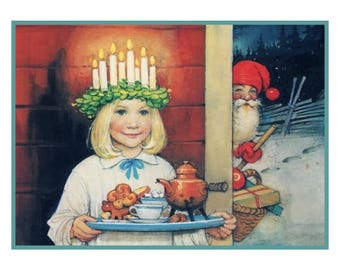 Digital DOWNLOAD Jenny Nyström's Girl Elf St. Lucia Day Festival Orenco Originals Counted Cross Stitch Chart / Pattern PDF