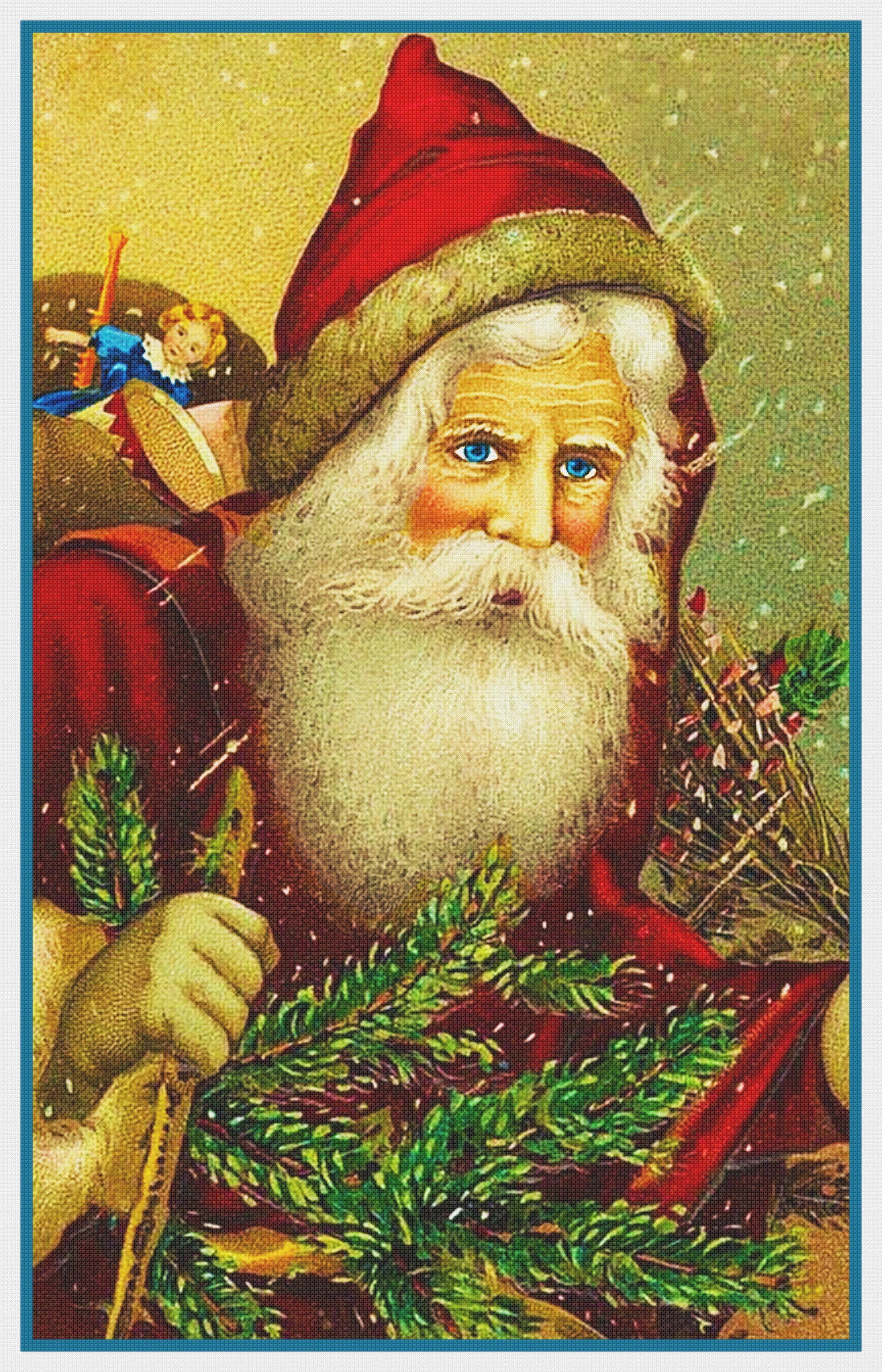 Digital DOWNLOAD Vintage Father Christmas Santa Claus Red Cap