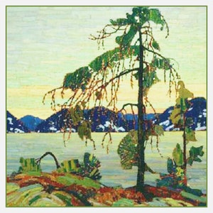 Digital DOWNLOAD Tom Thomson&#39;s Jack  Pine Tree Canadian Landscape Counted Cross Stitch Chart / Pattern