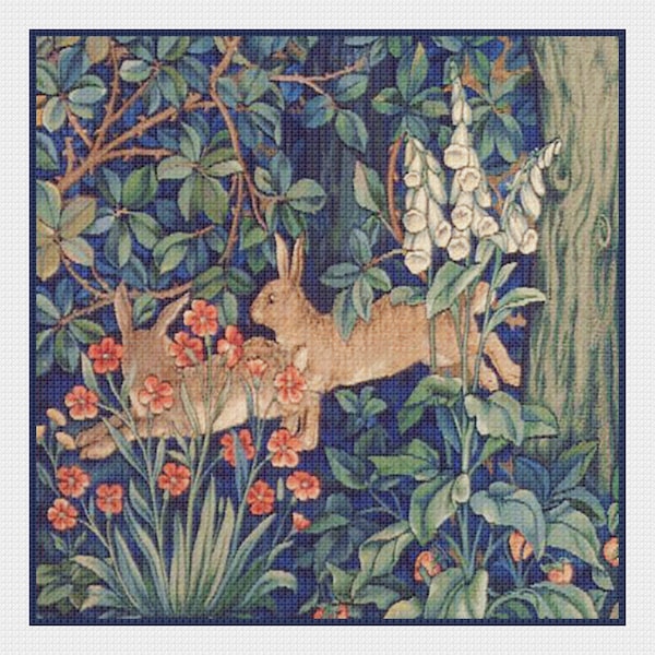 DIGITAL DOWNLOAD William Morris's Forest Rabbits Orenco Originals Pattern Keeper Compatible Counted Cross Stitch Chart / Pattern