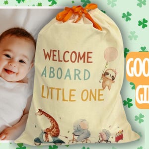 Gratulacje dla nowych rodziców z zestawem upominkowym Good Luck Baby, prezent na baby shower, prezenty na ujawnienie płci dziecka, prezenty dla nowych mam, prezenty dla noworodków w uroczej torbie pamiątkowej