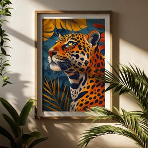 Jaguar Jungle Art Print: Exotic Wildlife Illustration (Digital Download)