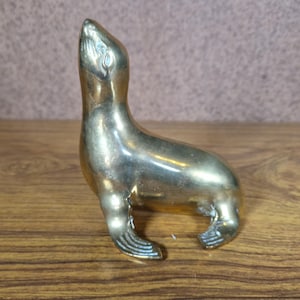Vintage Seelöwen Figur aus massivem Messing - Siegel oder Seelöwen Figur - Mid Century Stil