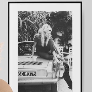 Brigitte Bardot-print, Brigitte Bardot-poster, modeprint, modeposter, modekunst aan de muur, vrouw, Brigitte Bardot-fotografie.