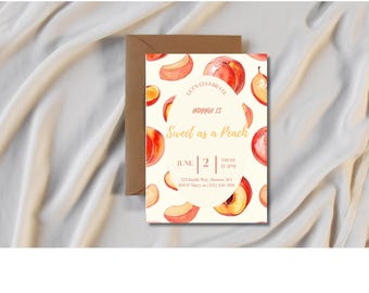 Sweet Peach Birthday Invitation: Editable Template (Digital Download)