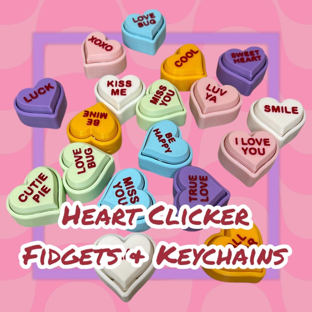Heart Clicker Fidget Keychain – Pastel Conversation Hearts - Etsy