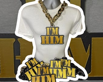 I&#39;m HIM / I&#39;m HER Metallic Fan Chain: Sports Team Logo, MVP Hype Turnover Touchdown Fantasy League Homerun
