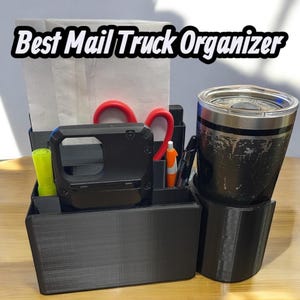 Organizer & Cup Holder for USPS Mail Carrier/LLV/FFV, Mail Truck, All In One!! Detachable!! Quality!! Cupholder Mailman
