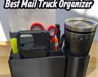 Organizer & Cup Holder for USPS Mail Carrier/LLV/FFV, Mail Truck, All In One!! Detachable!! Quality!! Cupholder Mailman