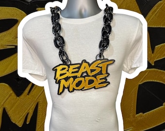 BEAST MODE Metallic Fan Chain: Sports Team Logo, MVP Hype Turnover Touchdown Fantasy League Homerun