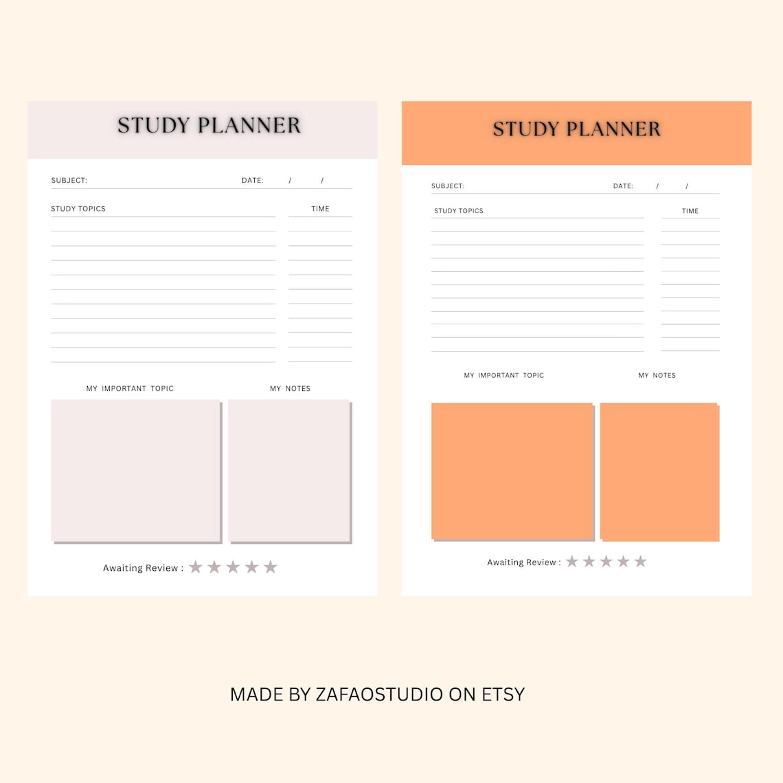 Fillable & Printable Study Planner PDF – ZIP File | A4 + Letter Size ...