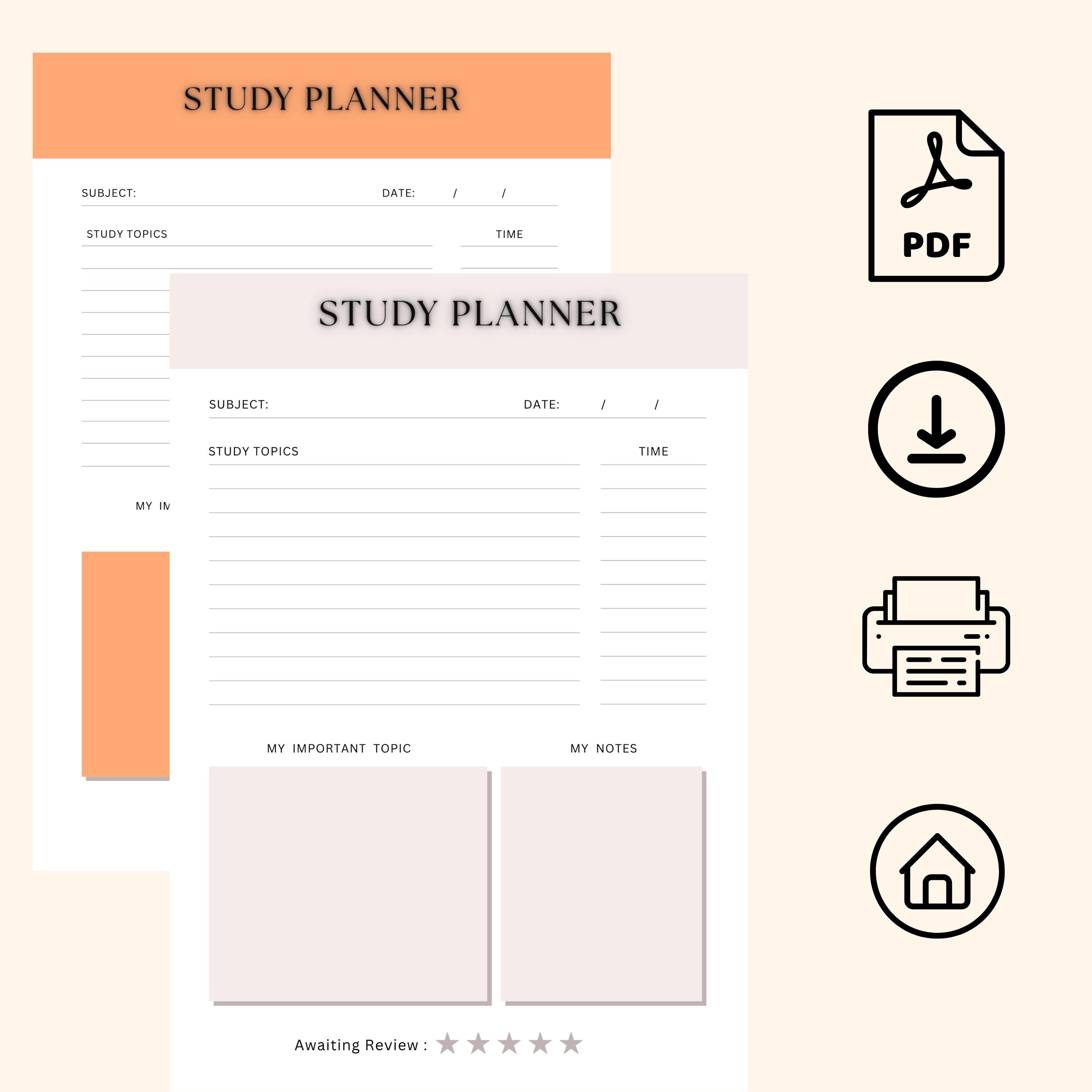Fillable & Printable Study Planner PDF – ZIP File | A4 + Letter Size ...