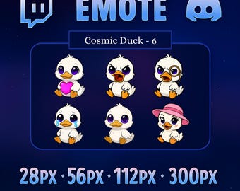 Cosmic Duck Emote Pack: Celestial Twitch & Discord Streamer Emotes