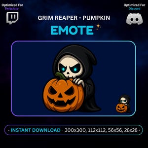 Halloween Grim Reaper Emote | Spooky Pumpkin Twitch & Discord Emoji