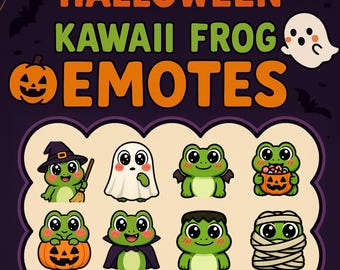 Emotes de rana de Halloween: Emojis kawaii espeluznantes para Twitch y Discord (Descarga digital)