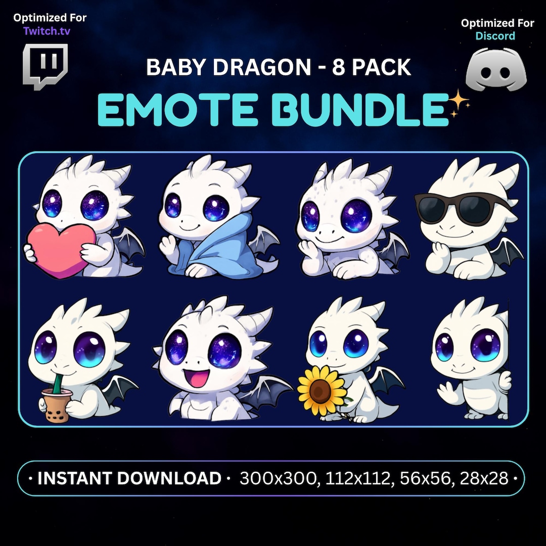 Baby Dragon Emote Pack: Kawaii Twitch & Discord Emojis (digital ...