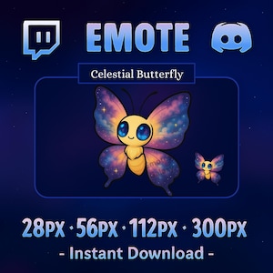 Celestial Butterfly Emote | Kawaii Pastel Twitch Emoji | Magical Wings Stream Sticker